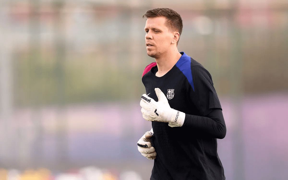 Szczesny, en une entrenamiento con el Barça.