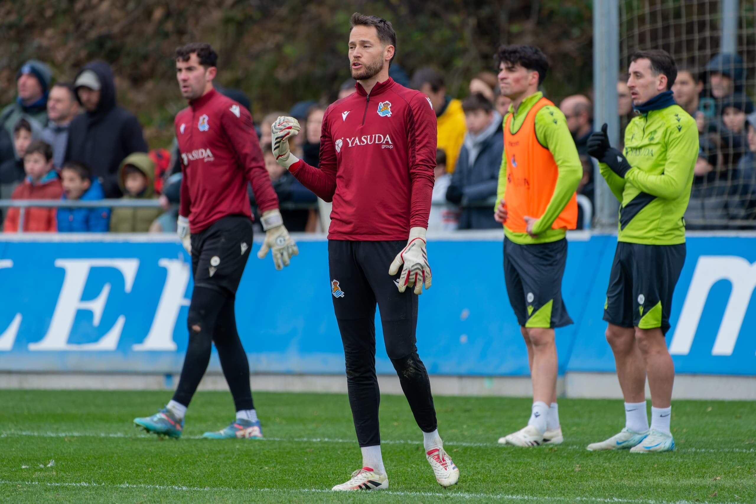 Álex Remiro en un entrenamiento en Zubieta de esta temporada.