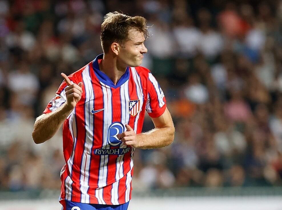  Alexander Sorloth celebra un gol con el Atlético de Madrid.
