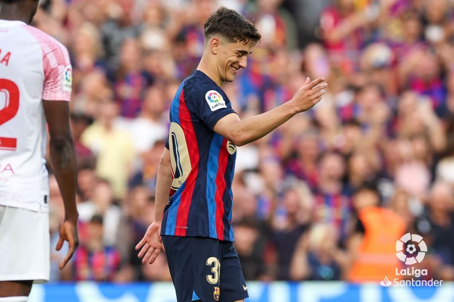  Gavi celebra su gol en el Barcelona-Mallorca.