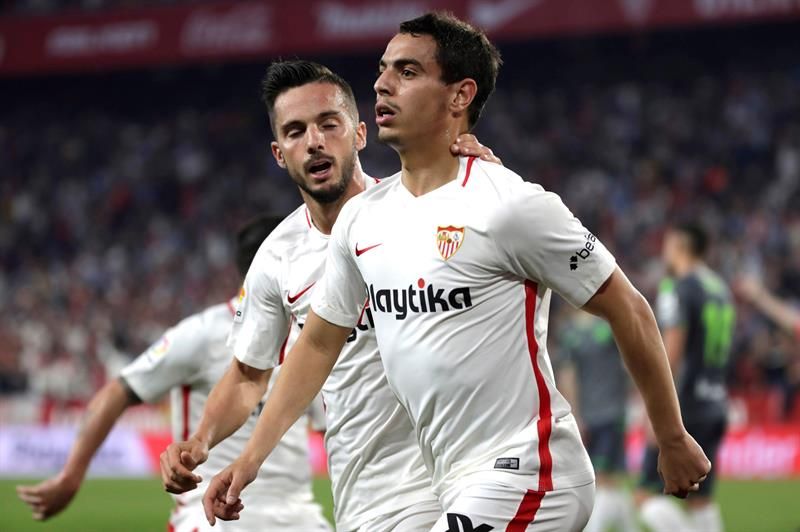 Ben Yedder celebra uno de los goles ante la Real Sociedad.