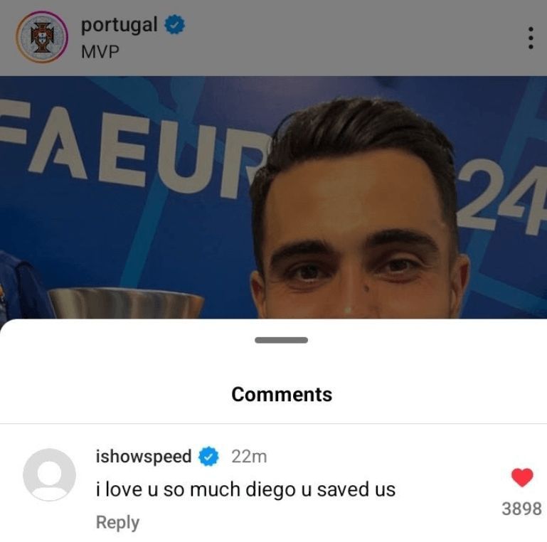  IShowSpeed y su comentario para Diogo Costa