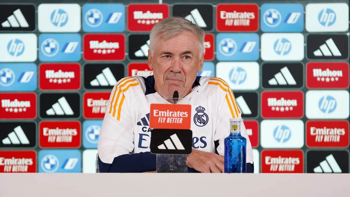  Carlo Ancelotti, en sala de prensa.