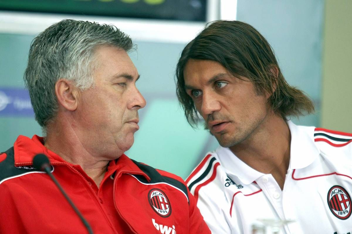  Carlo Ancelotti y Paolo Maldini, durante su etapa en el Milan.