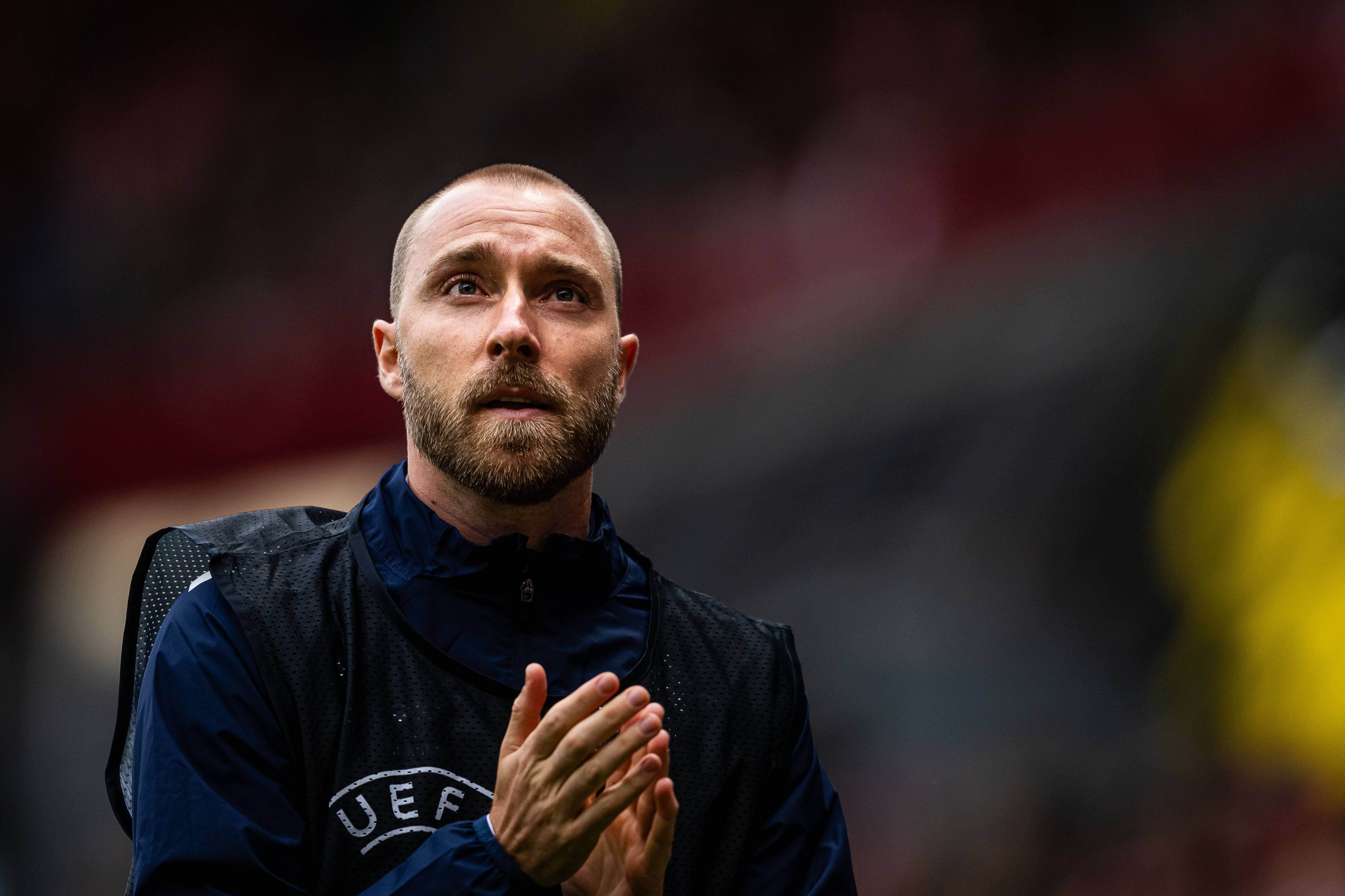Christian Eriksen, antes de un partido de Dinamarca.