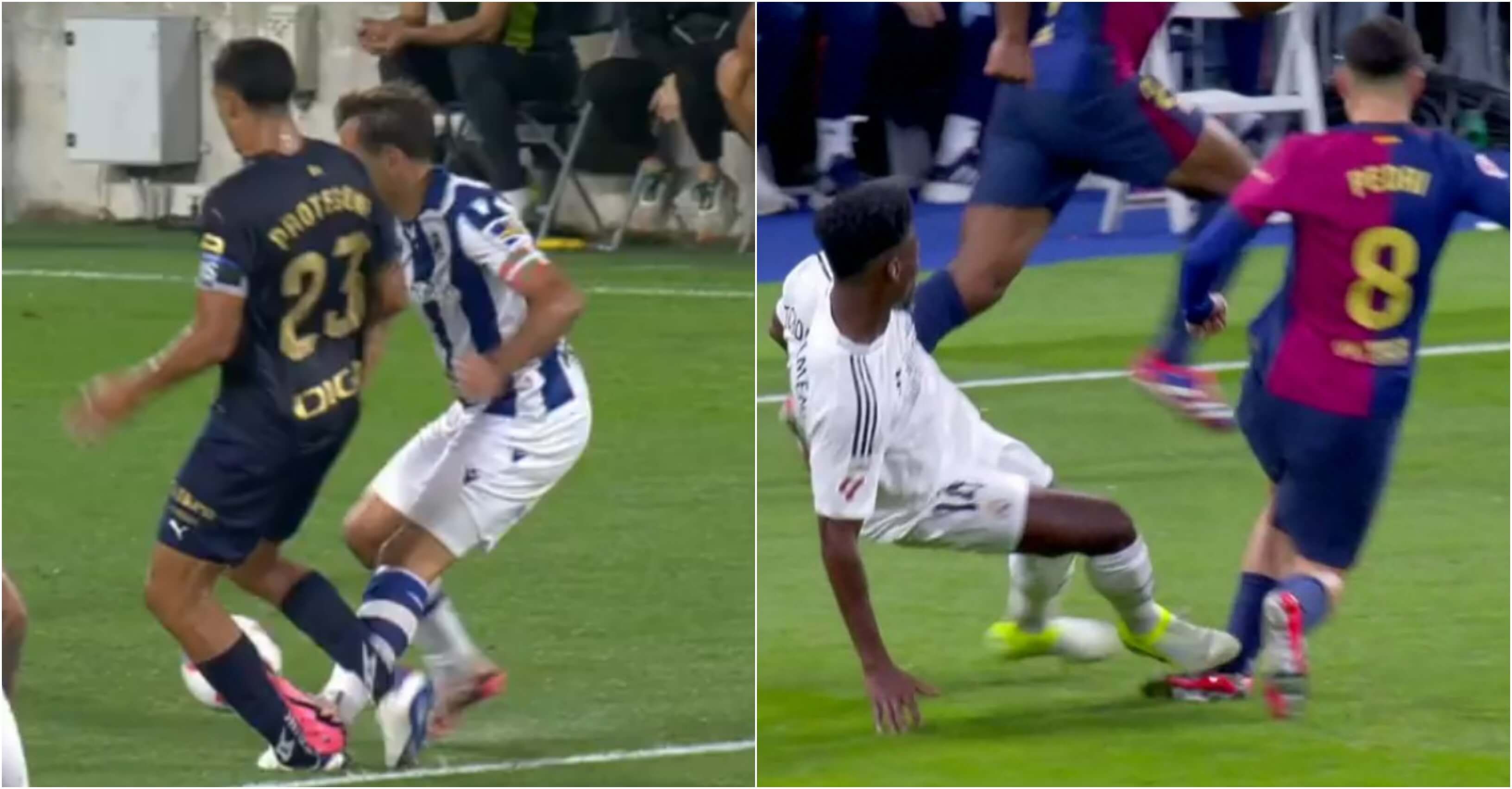  Comparativa de las faltas de Oyarzabal y Tchouameni.