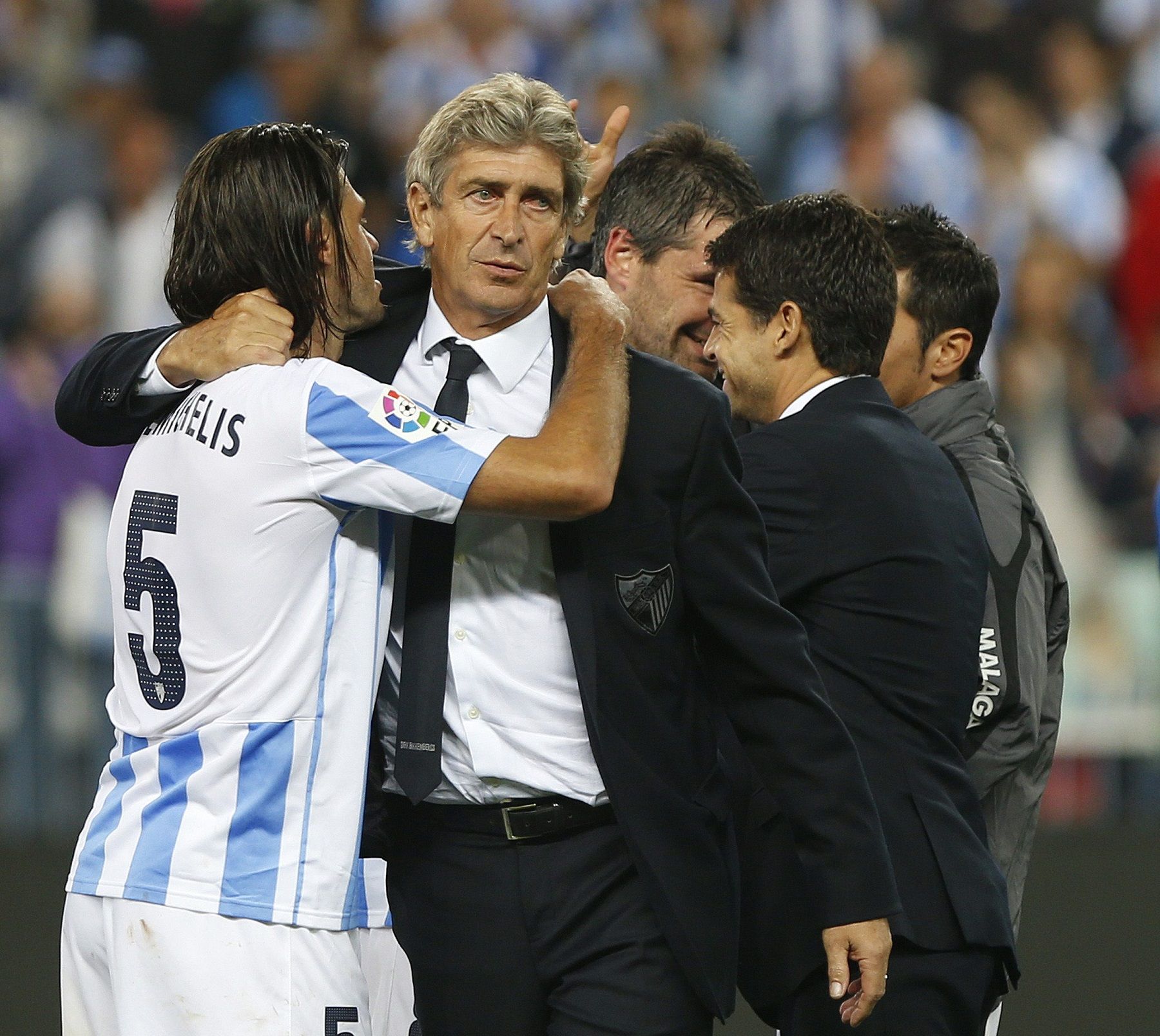 Demichelis, junto a Pellegrini en una celebración.