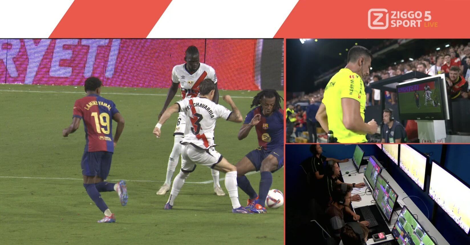  El gol anulado a Lewandowski por falta de Jules Koundé.