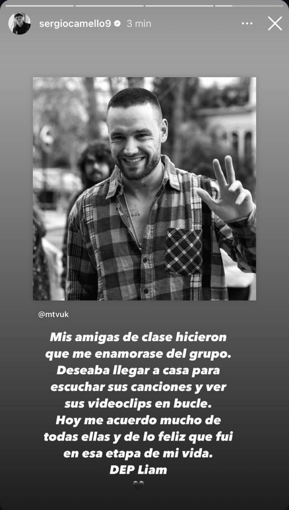 El mensaje de despedida de Sergio Camello para Liam Payne.
