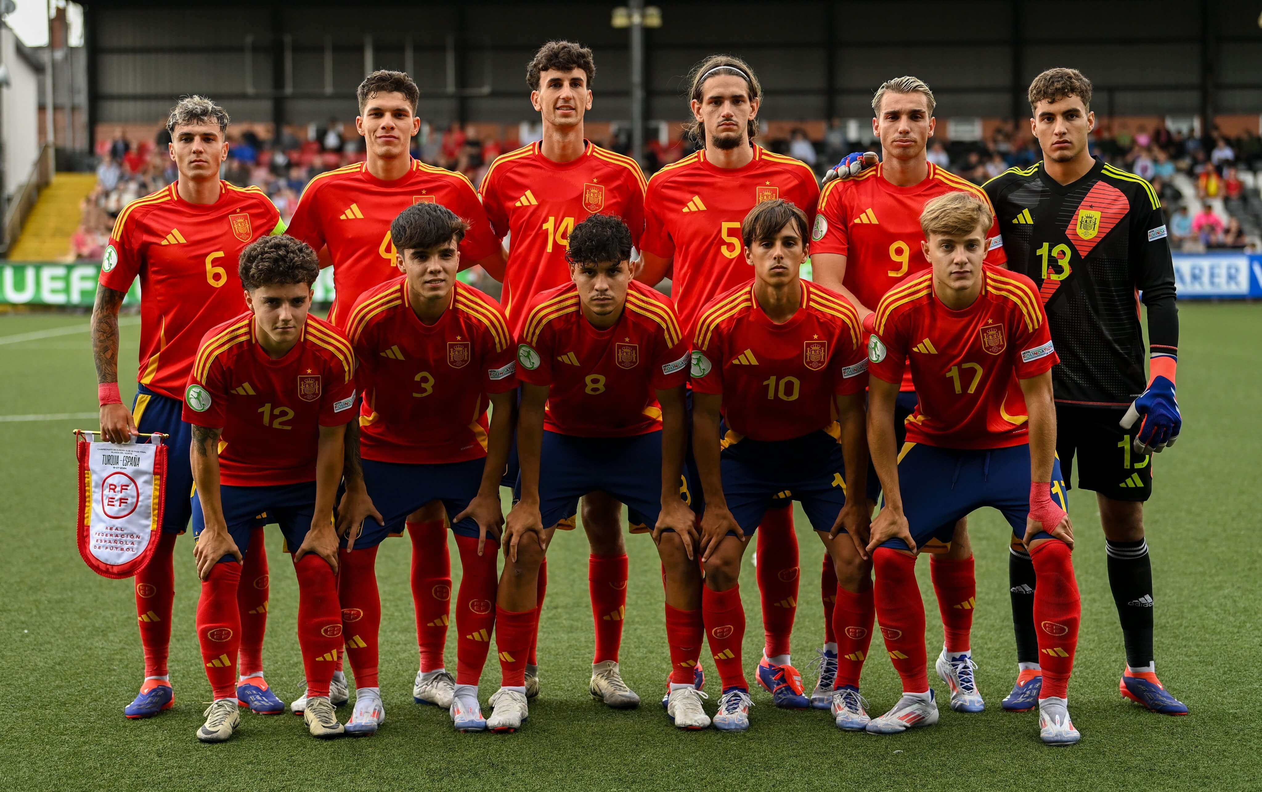 El once titular de España sub 19.