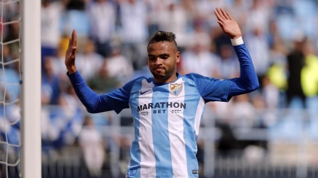  En-Nesyri, tras marcar un gol con el Málaga. (MCF)