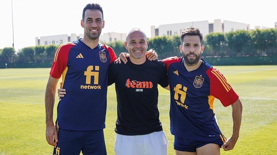  Sergio Busquets, Andrés Iniesta y Jordi Alba, en una foto de 2022