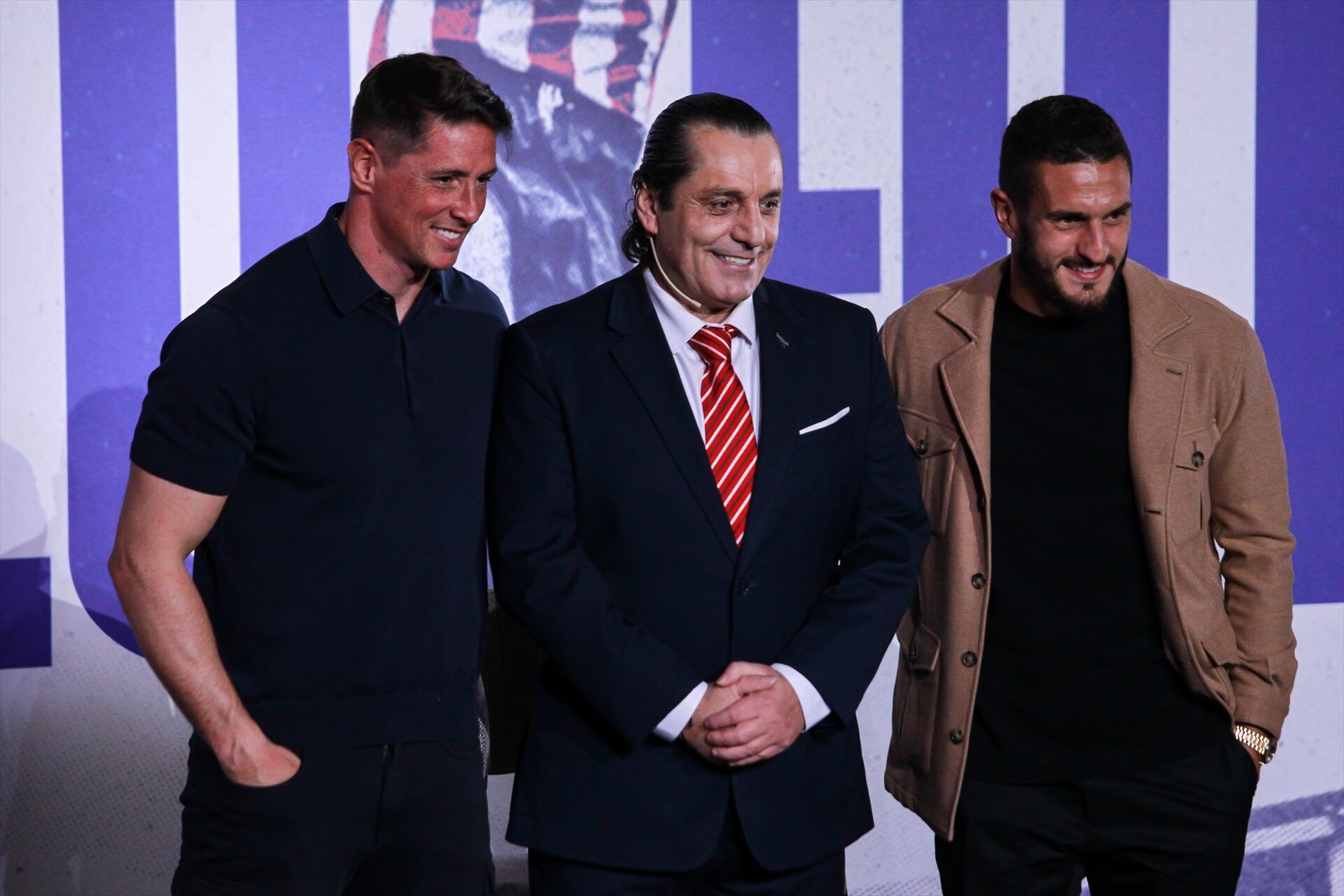  Fernando Torres, Futre y Koke en un acto con el Atlético de Madrid (Europa Press)