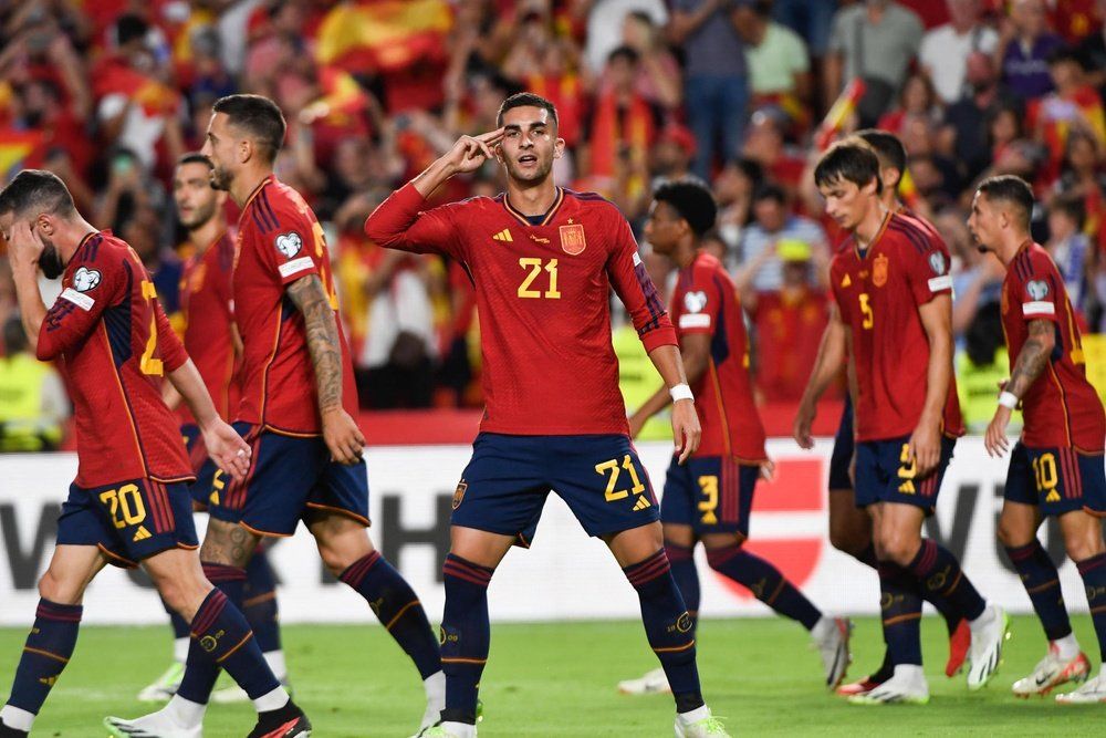  Ferran Torres celebra su gol con la Selección Española a Chipre. Fuente: EFE.