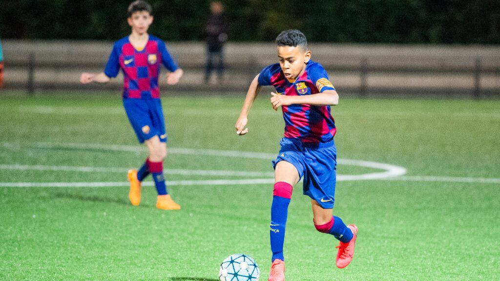 Lamine Yamal, durante un partido en la cantera del Barcelona (foto: FC Barcelona).