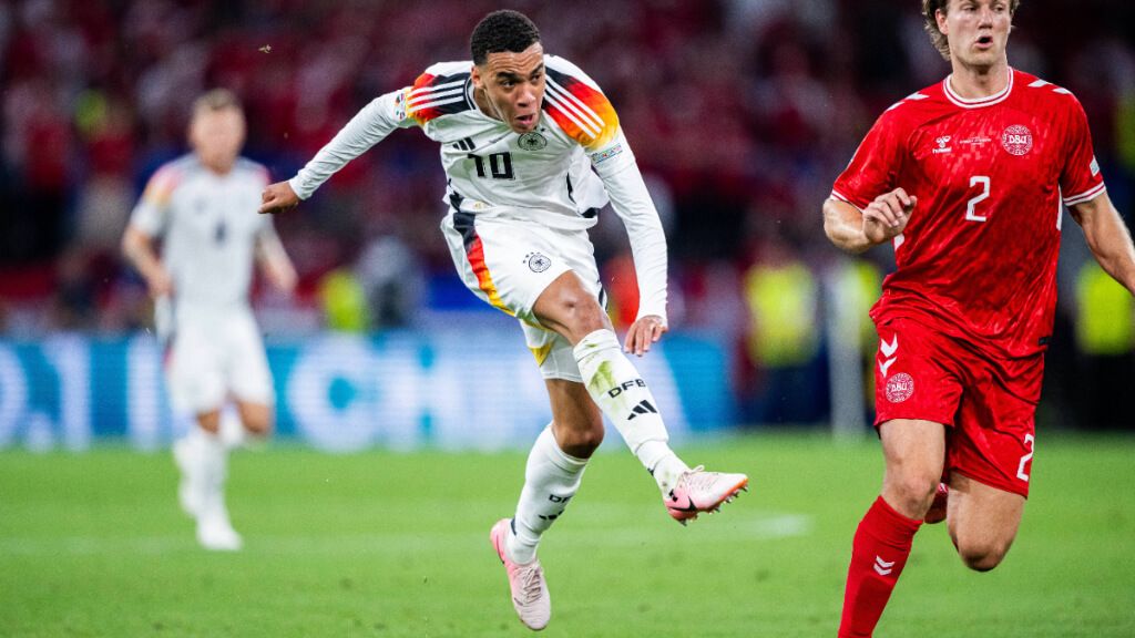  Jamal Musiala en el Alemania - Dinamarca de la Eurocopa 2024