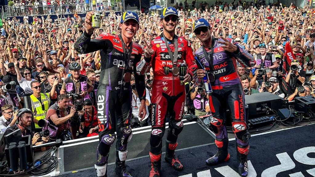 Bagnaia, Martín y Espargaró en el podio del GP de Austria