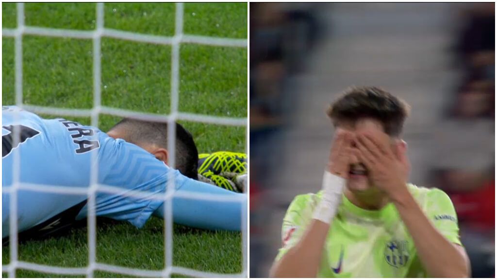 La tristeza de Sergio Herrera tras el gol de Pau Víctor (foto: Capturas Movistar+).