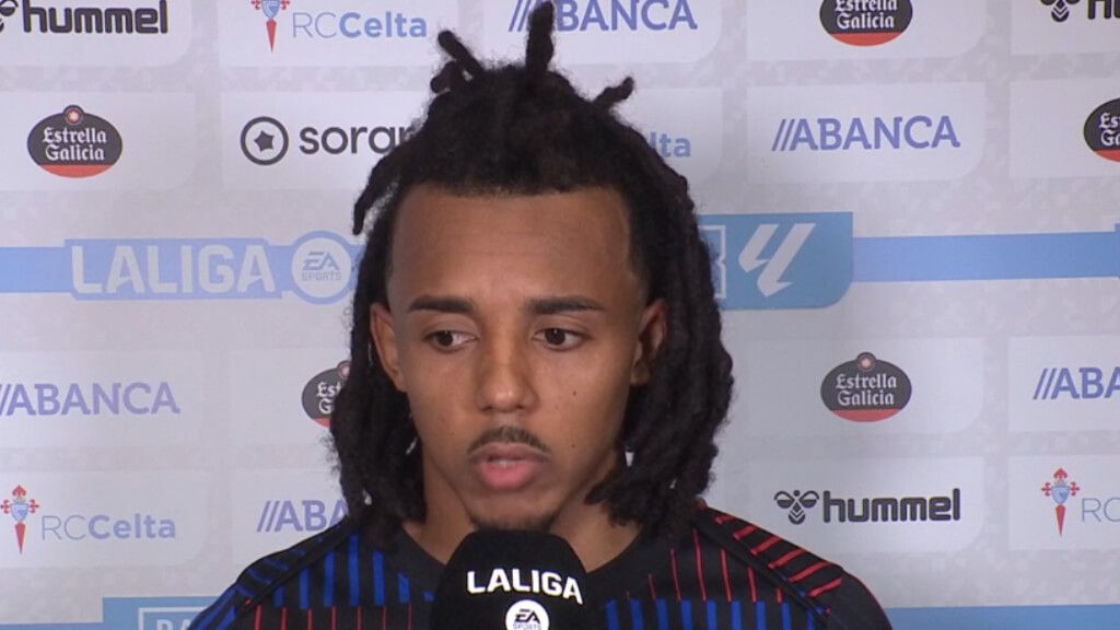  Jules Koundé reconoció su error en el Celta-Barcelona (captura: DAZN).