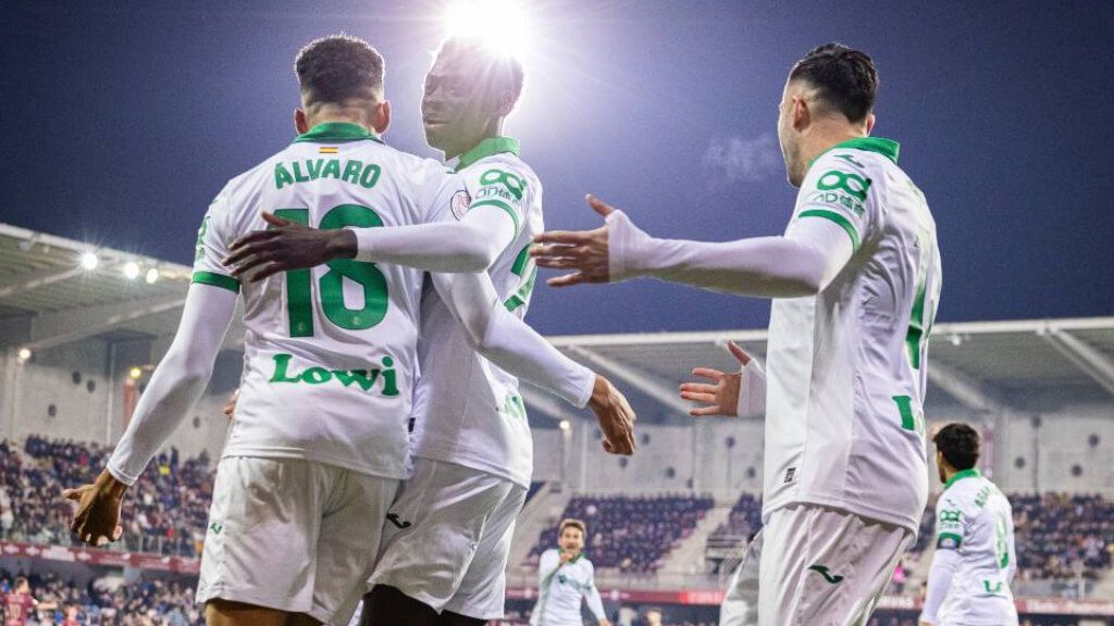  El Getafe celebrando su gol contra el Pontevedra (Cordon Press)