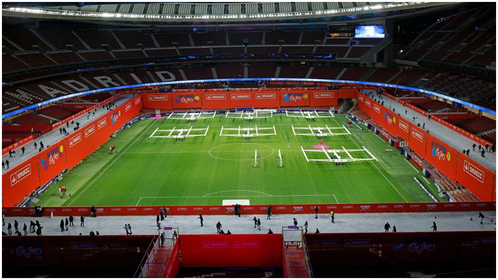 La pista de hielo del Metropolitano. (Fuente: @Atleti)