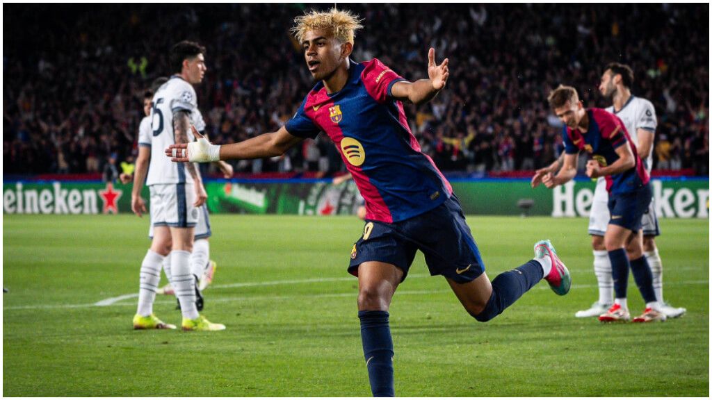 Lamine Yamal celebra su gol con el Barcelona ante el Inter (foto: Cordon Press).
