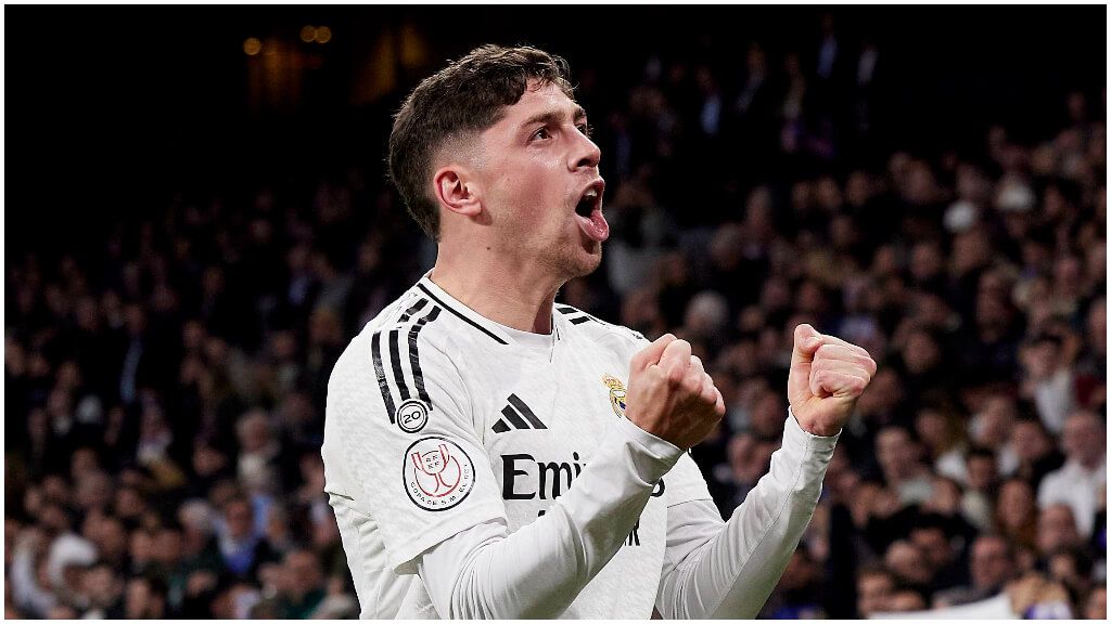  Fede Valverde celebrando un gol con el Real Madrid.
