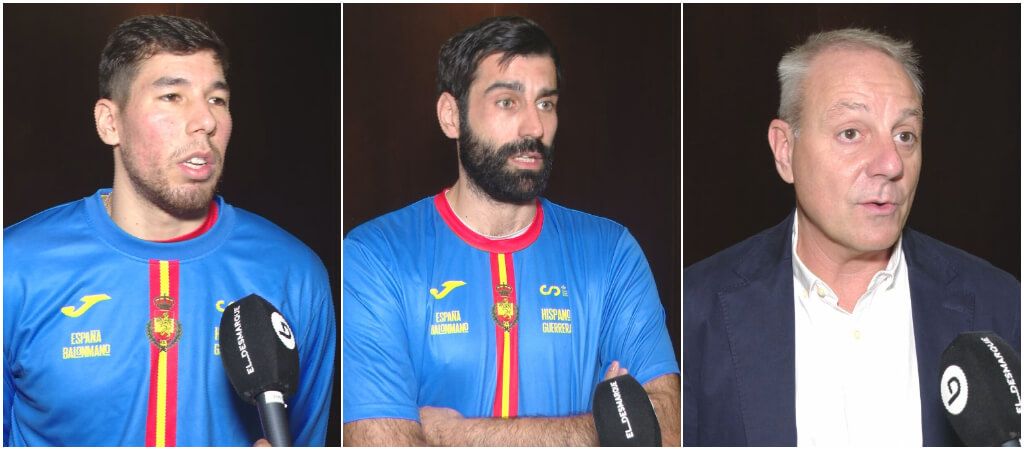  Daniel Dujshebaev y Rodrigo Corrales, jugadores de la Selección, y Francisco Blázquez, presidente