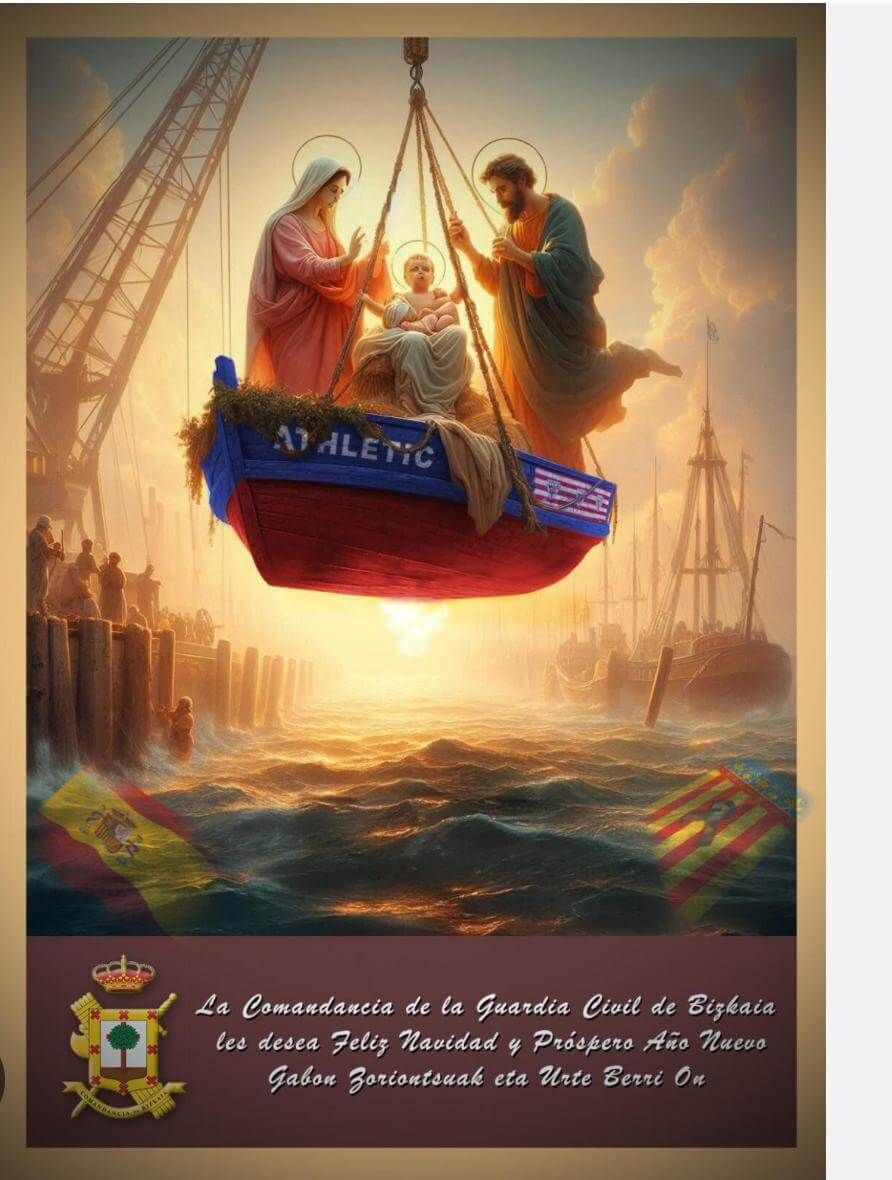  El Christmas de la Guardia Civil de Bizkaia, que incluye en este final de 2024 a la Gabarra Athletic que surcó la ría de Bilbao en el mes de abril.