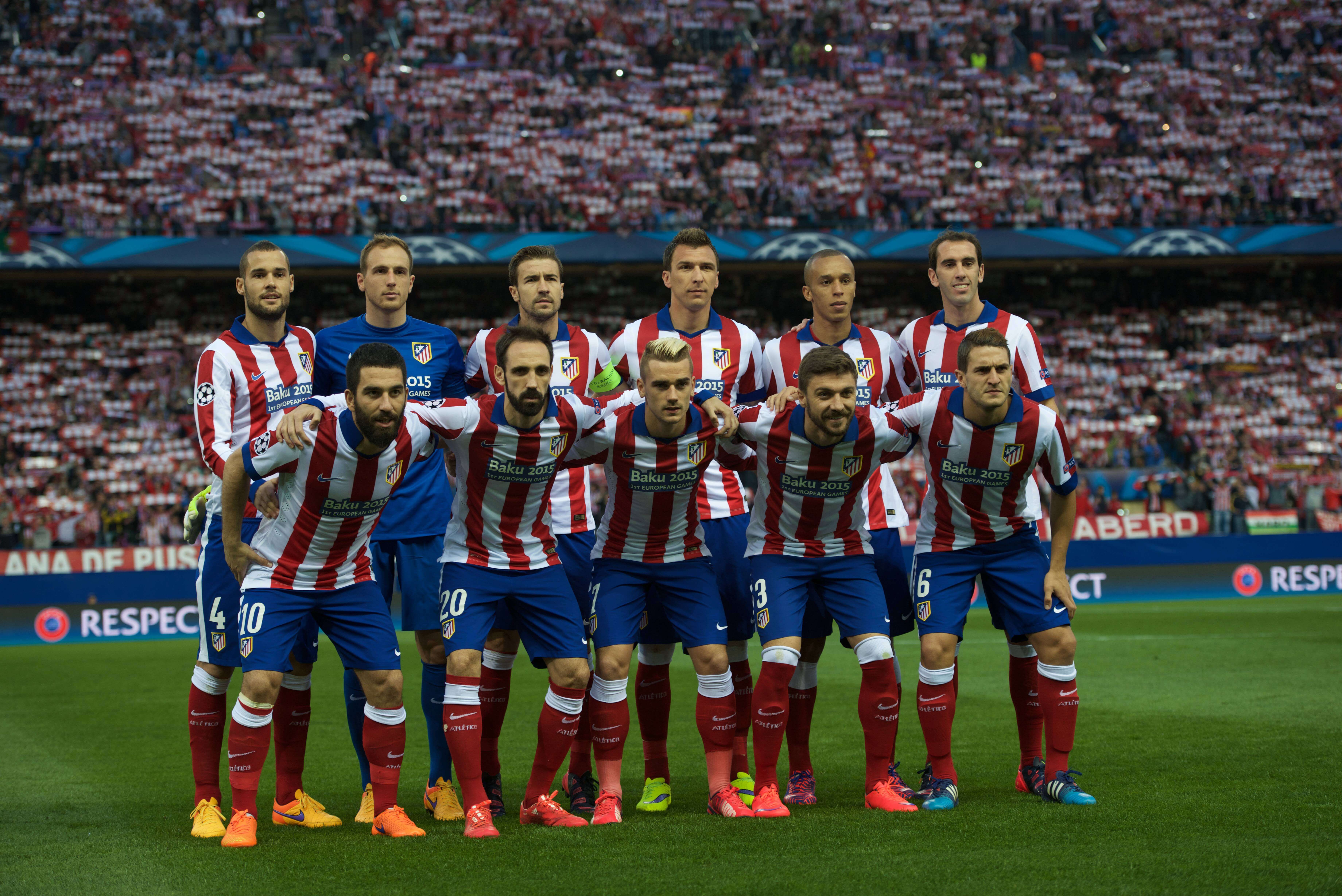 XI del Atlético en un derbi madrileño de Champions en abril de 2014