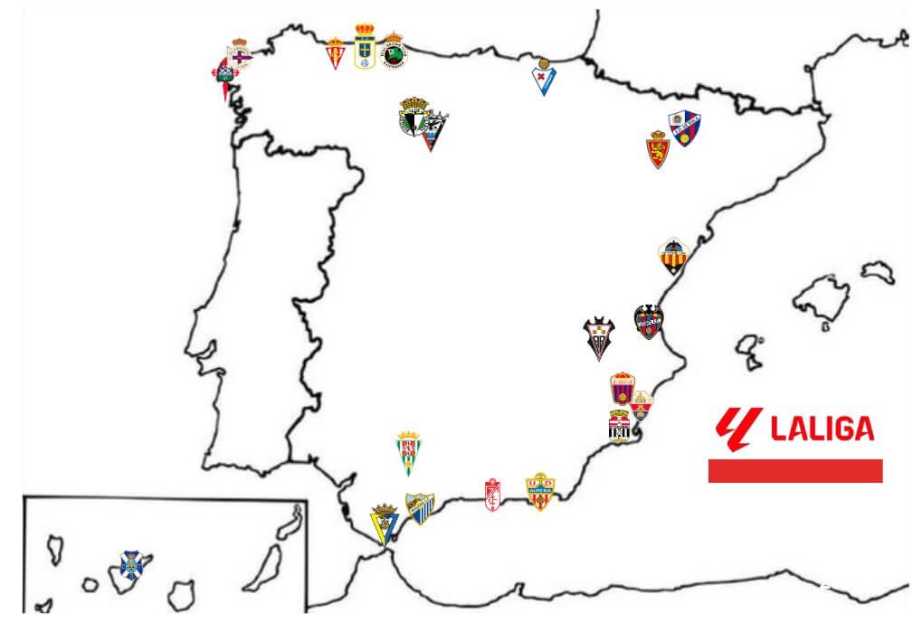  Equipos de LaLiga Hypermotion 24/25 repartidos en el mapa. (@MarioJimenezB_)