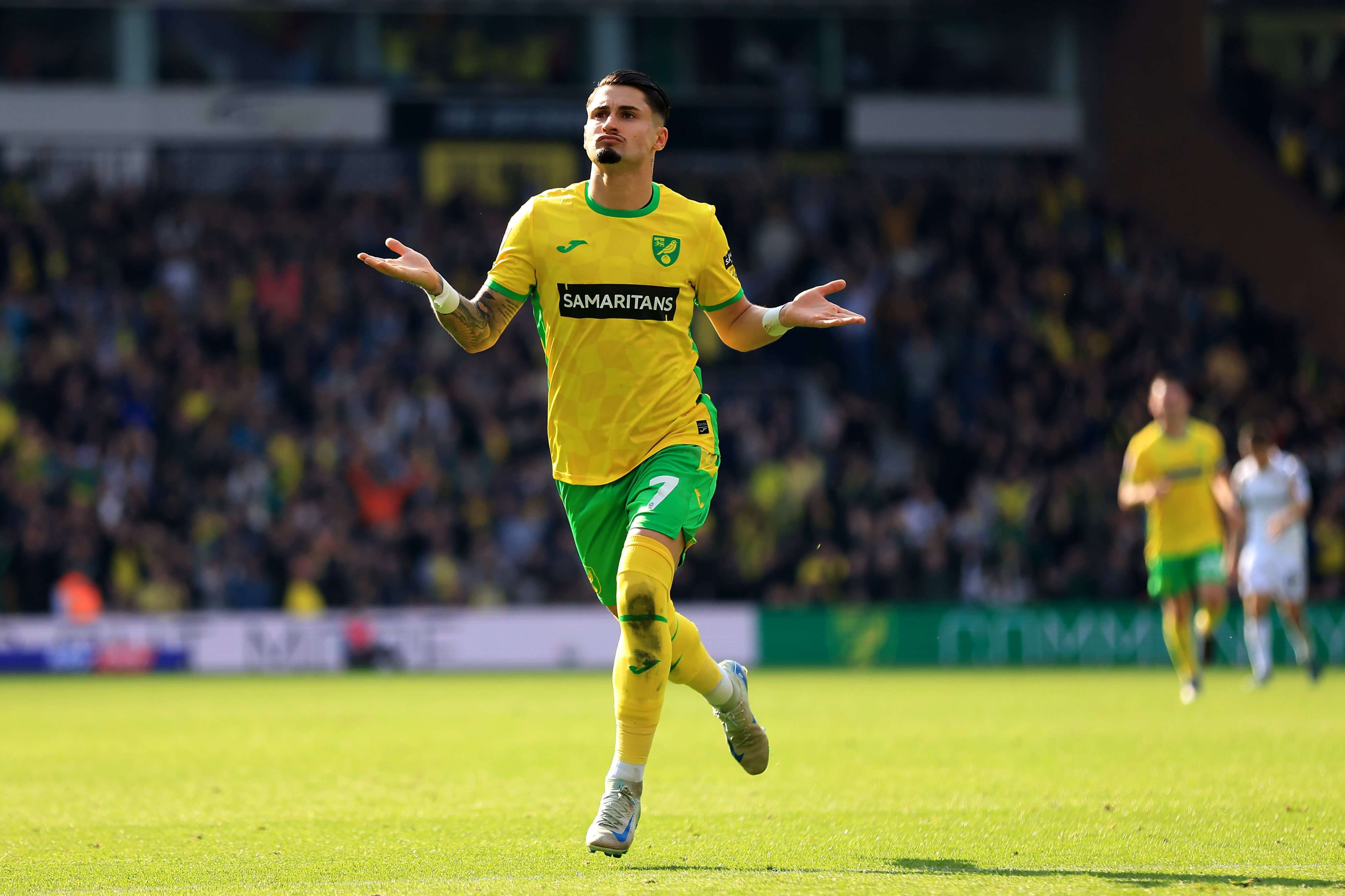  El vizcaíno Borja Sainz celebra uno de sus goles Foto: Norwich City).