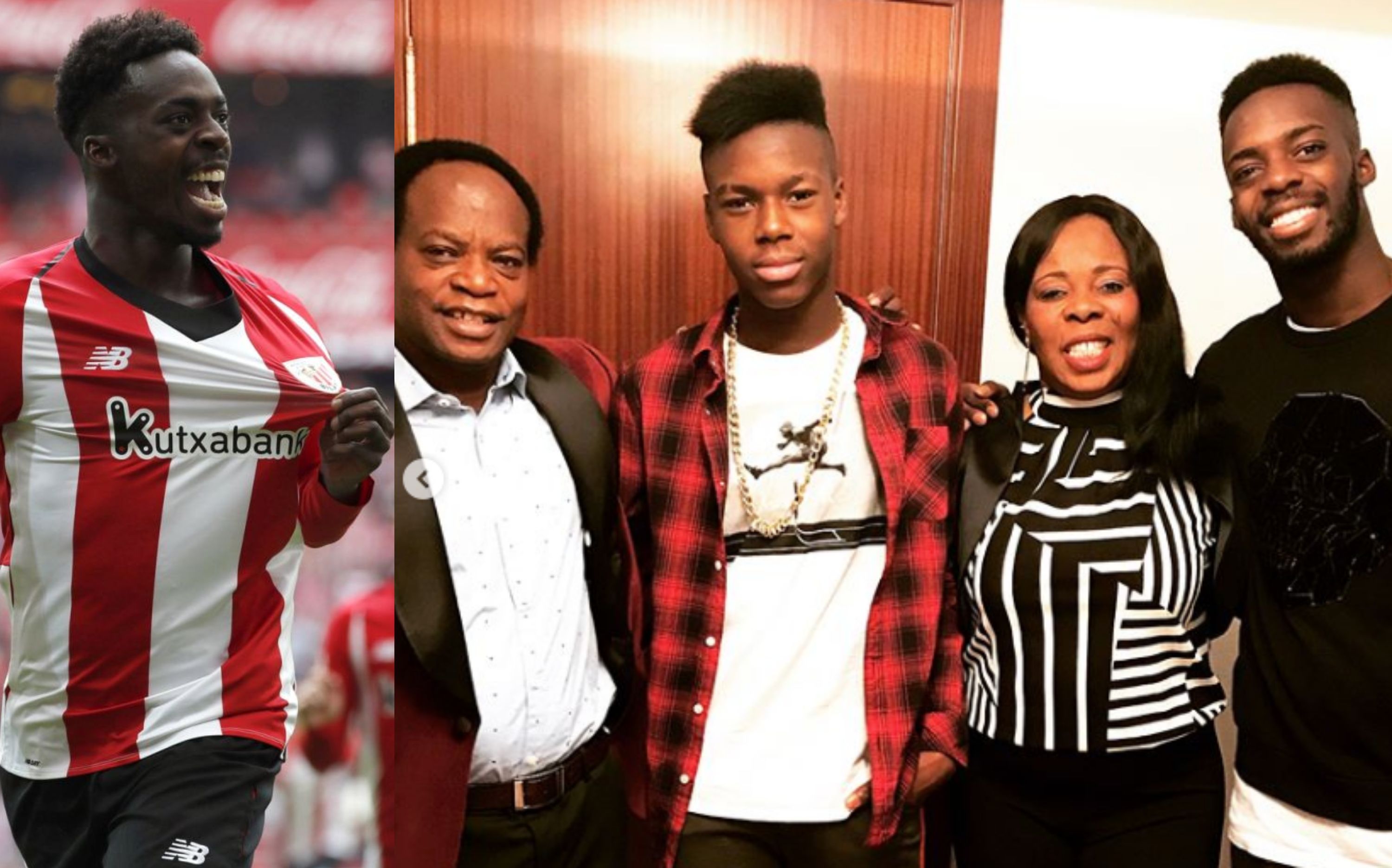  Iñaki Williams, jugador del Athletic, junto a su familia.