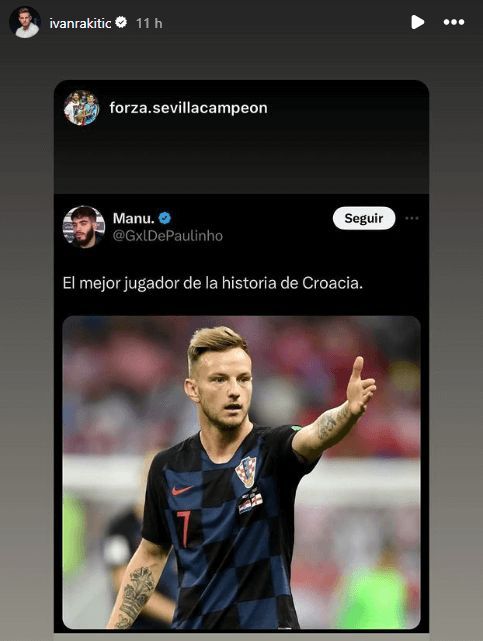 La publicación compartida por Ivan Rakitic en su Instagram.