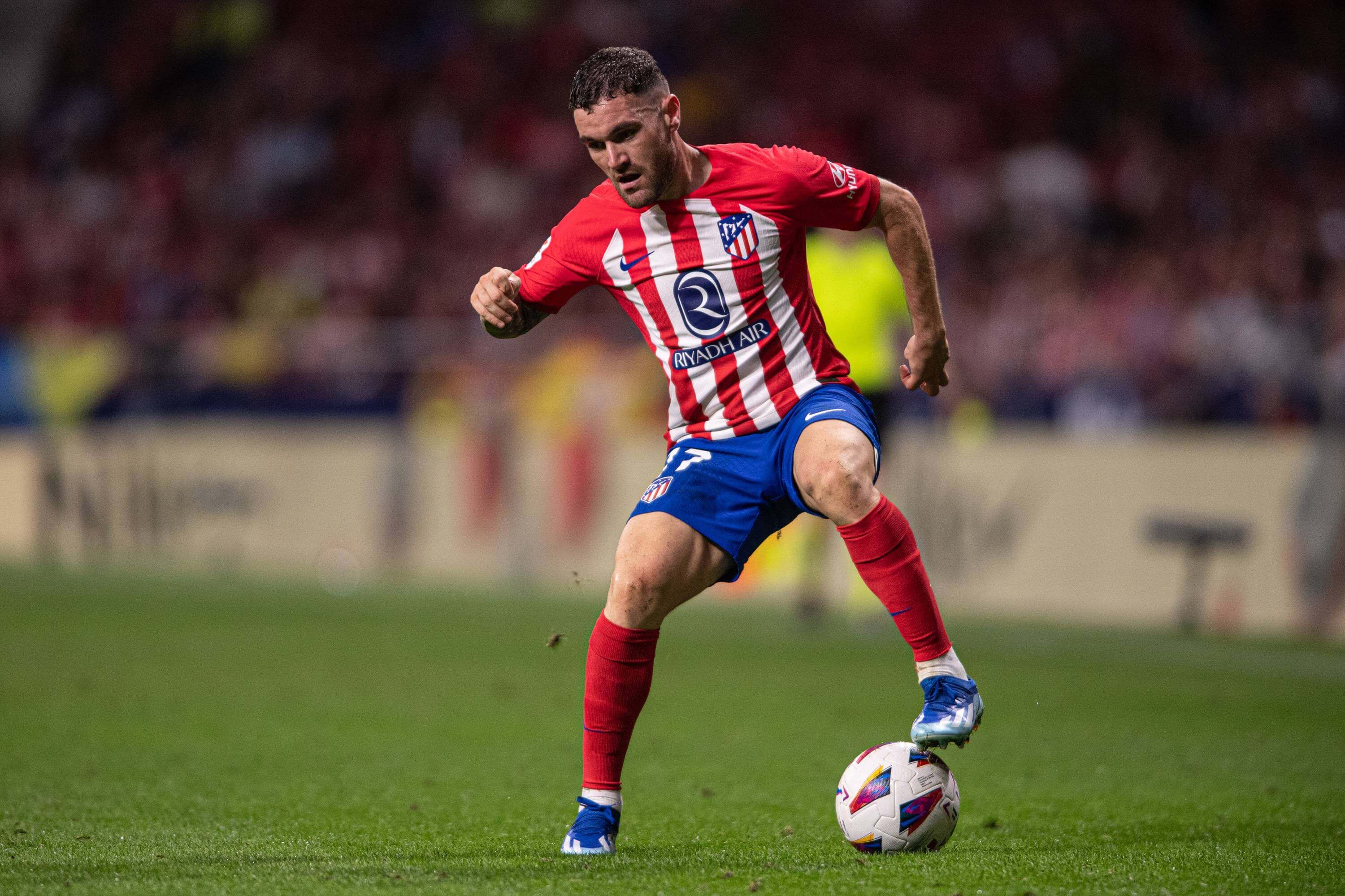  Javi Galán, durante un partido con el Atlético de Madrid.