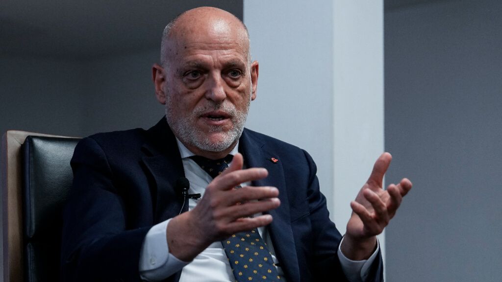  Javier Tebas, presidente de LALIGA, durante una conferencia (Fuente: Europa Press)