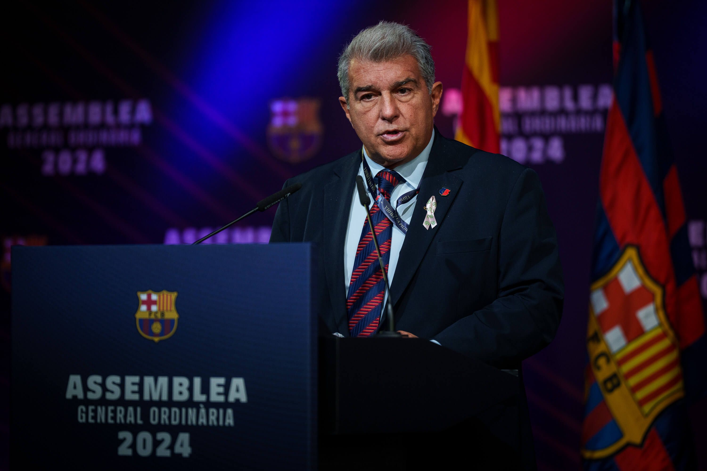 Joan Laporta, durante la Asamblea del Barcelona.