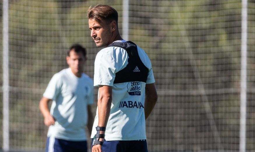  Kevin Vázquez, durante un entrenamiento del Celta.