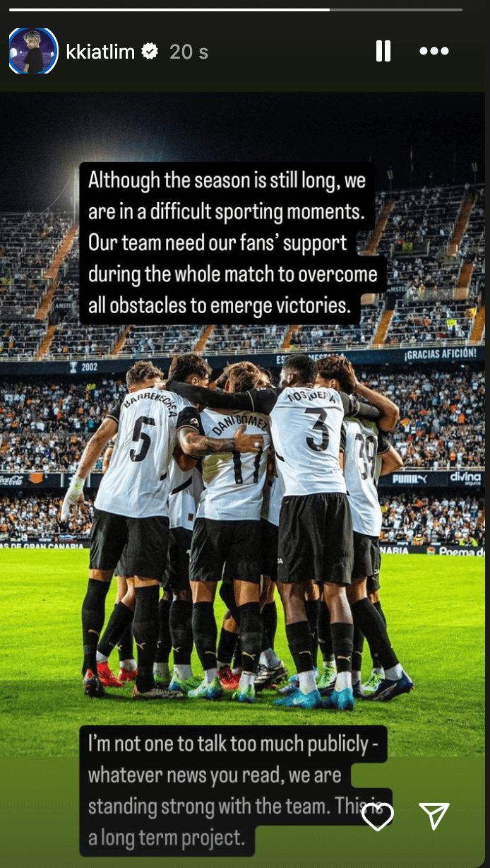  Kiat Lim se pronuncia sobre la situación del Valencia CF