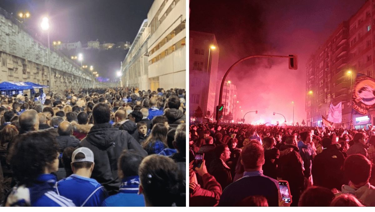 La afición del Oviedo, en los aledaños del Tartiere.