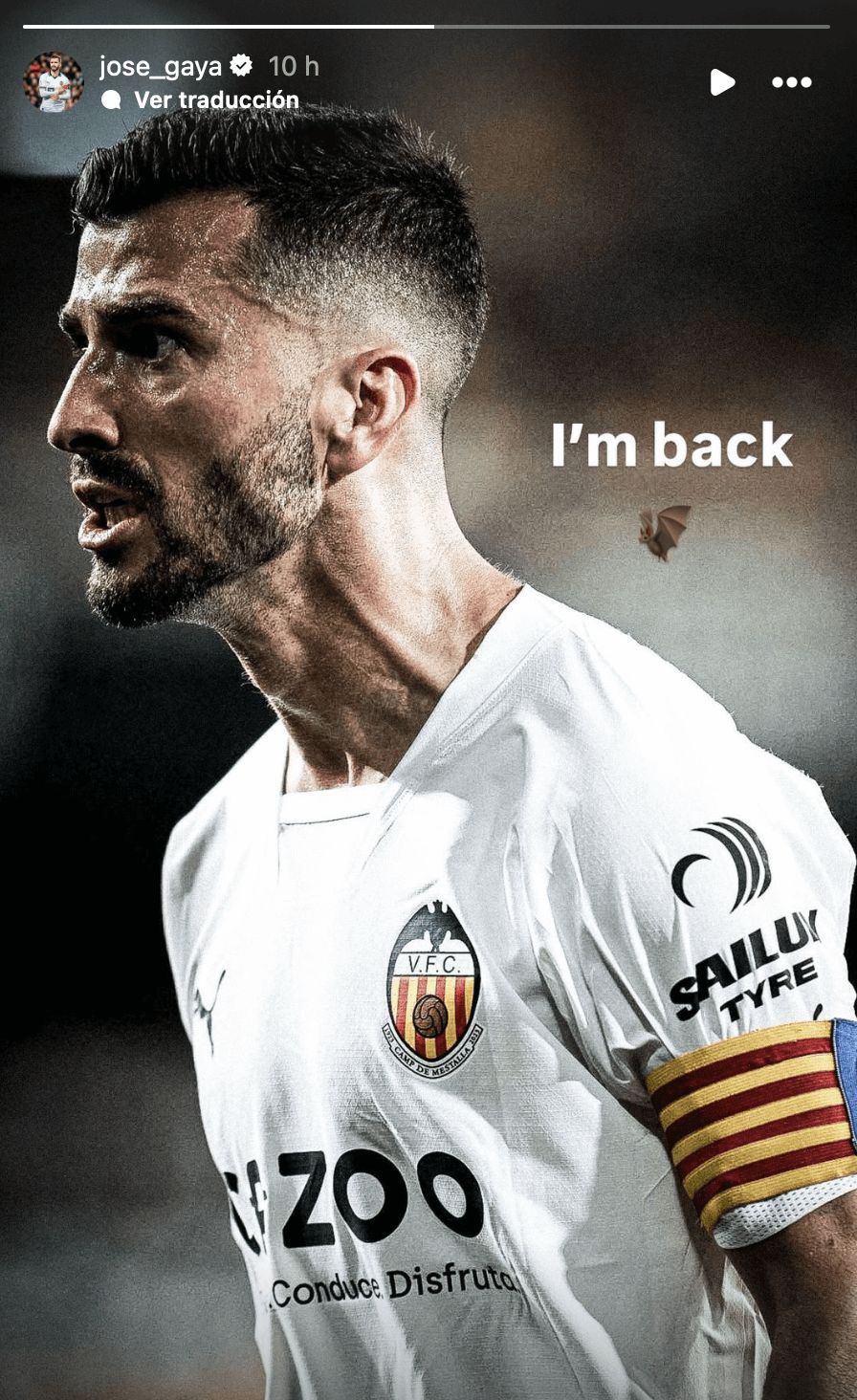 La historia de José Gayà en Instagram.