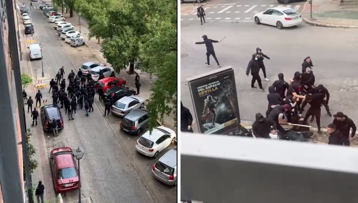 Imagen de una pelea de los ultras del Betis.