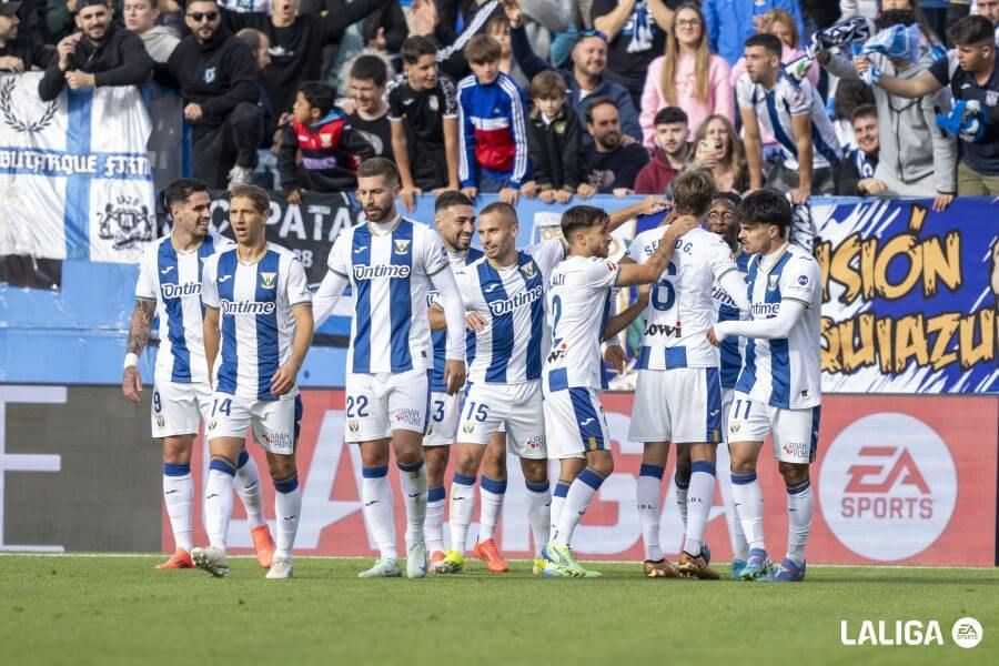 Los jugadores del Leganés celebran un gol esta temporada.