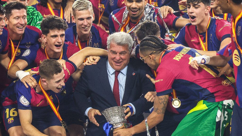  Joan Laporta celebrando la Supercopa de España (Fuente: Cordon Press)