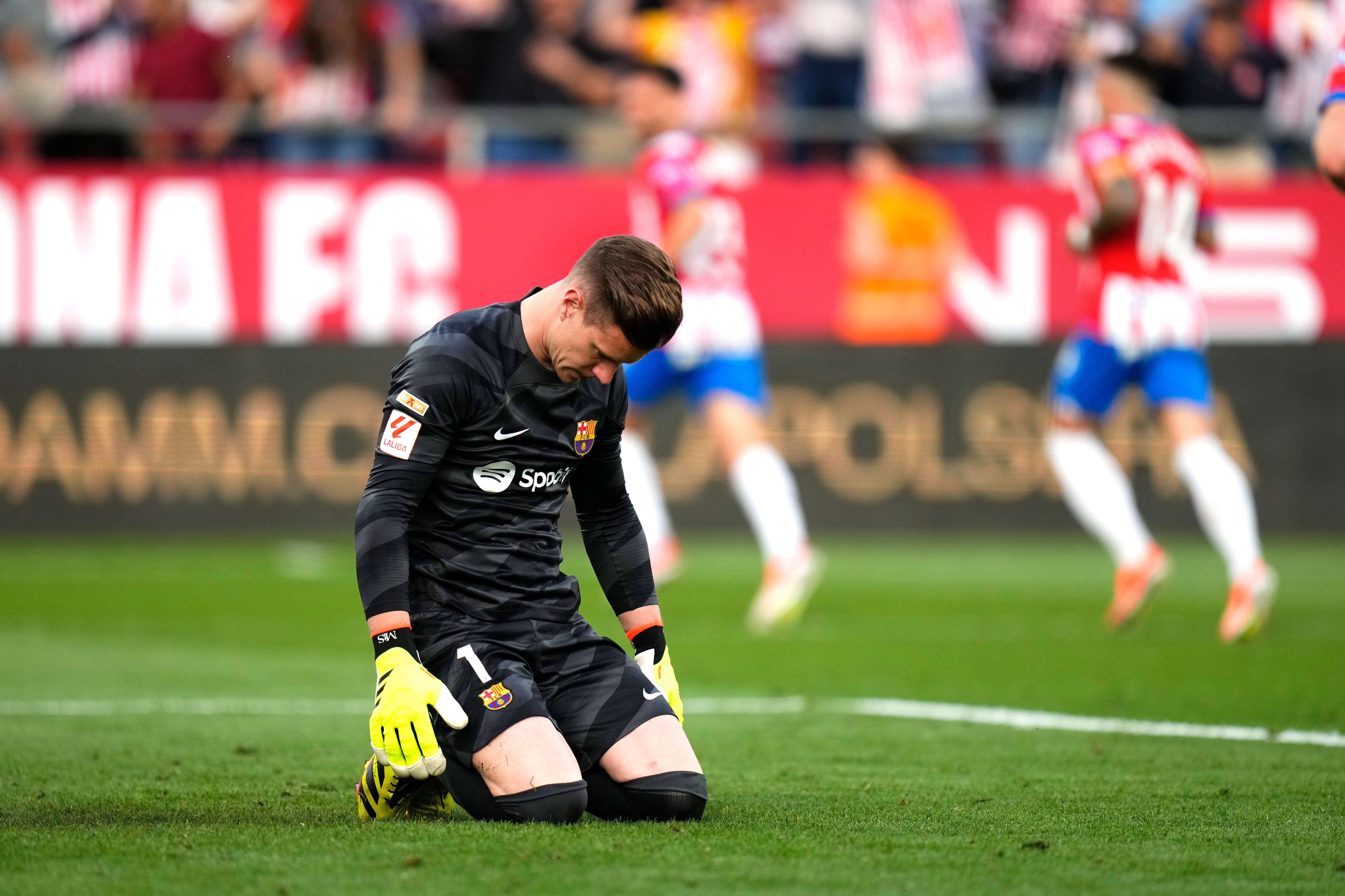  Marc André ter Stegen se lamenta en el Girona-Barcelona.