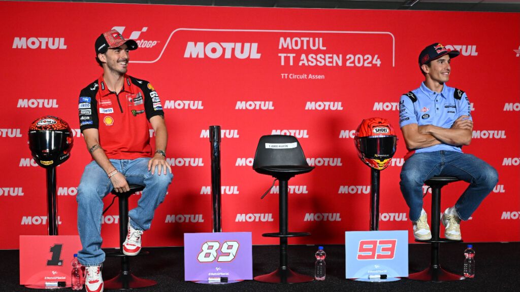  Marc Márquez y Pecco Bagnaia, durante esta temporada 2024.