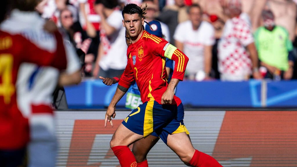 Álvaro Morata, durante el partido entre España y Croacia en la Eurocopa.