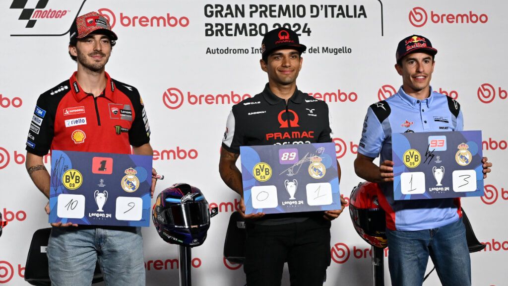  Pecco Bagnaia, Jorge Martín y Marc Márquez, en el Gran Premio de Mugello.