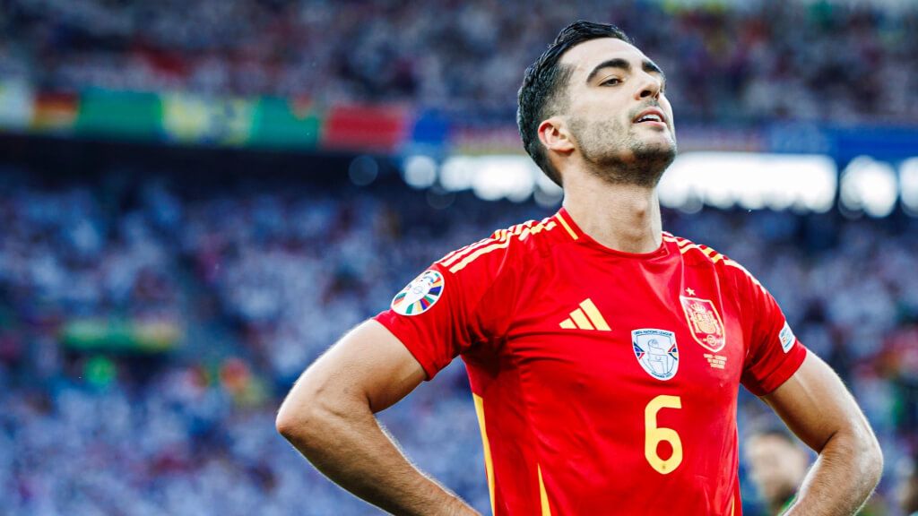  Mikel Merino, tras su gol a Alemania con España en la Eurocopa 2024.