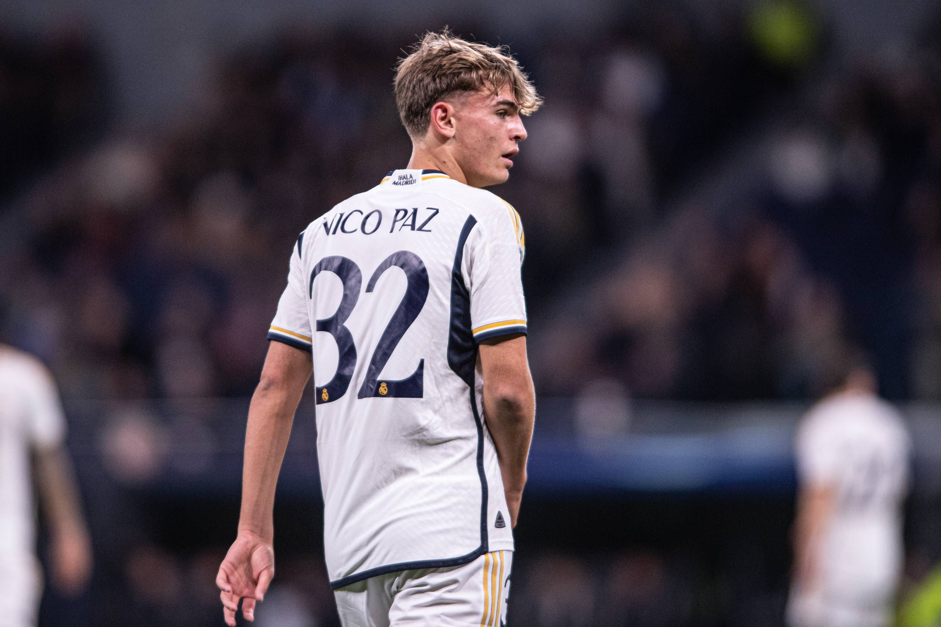  Nico Paz el día de su debut con el Real Madrid en Champions.